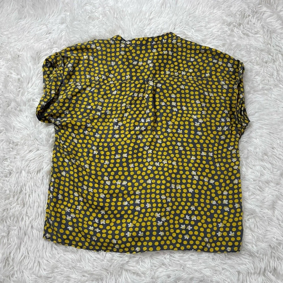 CAbi 100% Silk Clover Polka Dot Short Sleeve Button Down Blouse Women’s Size S - Picture 7 of 13